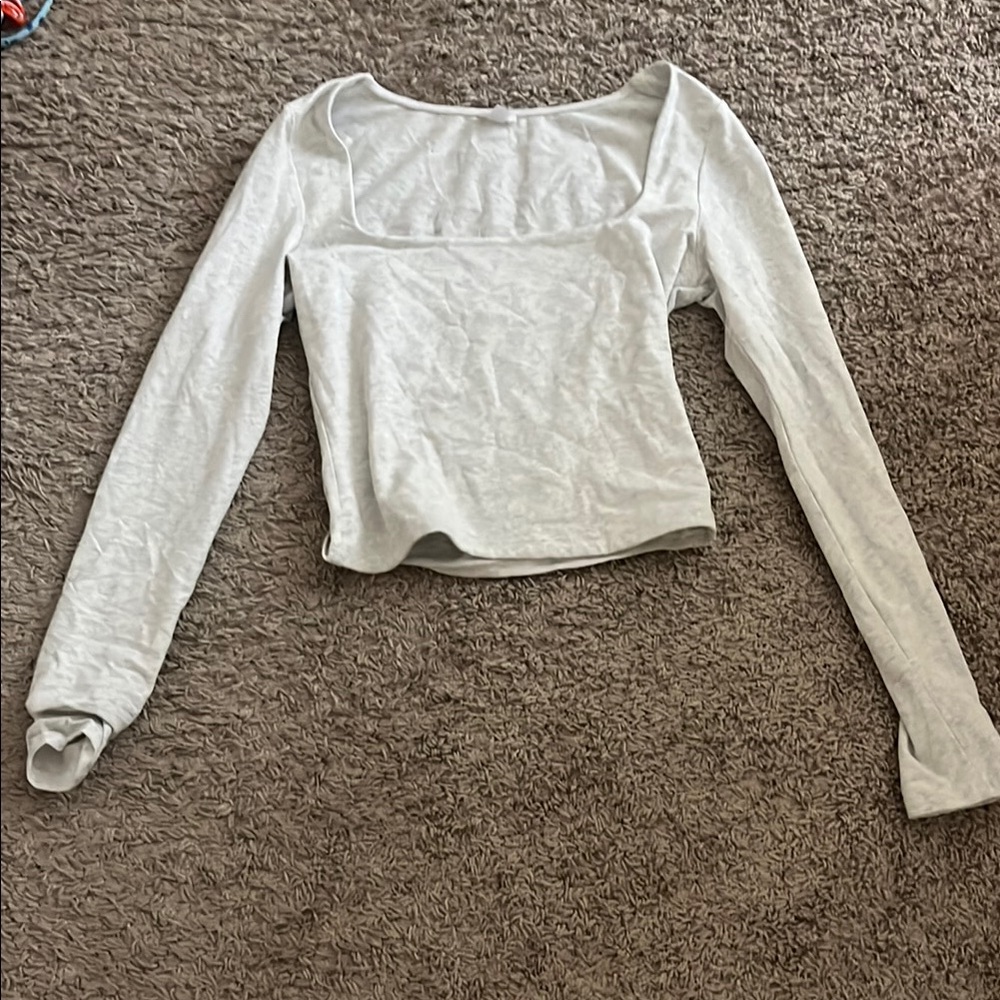 Elegant White grey Long Sleeve Top
